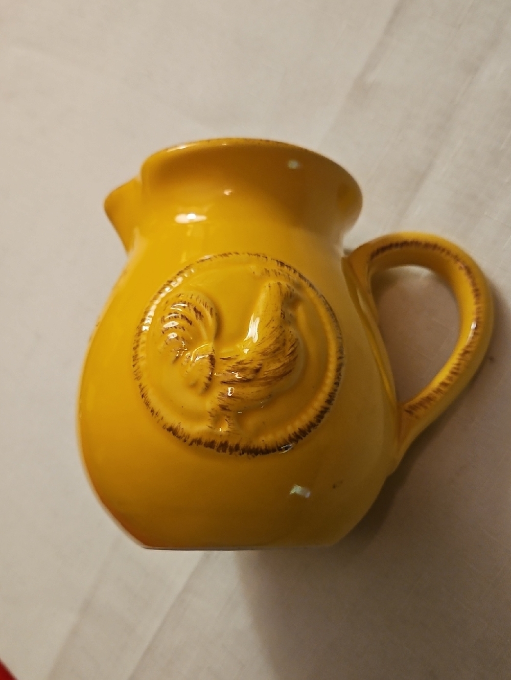 Home Essentials And Beyond Yellow Rooster Ceramic Pitcher 5.5"